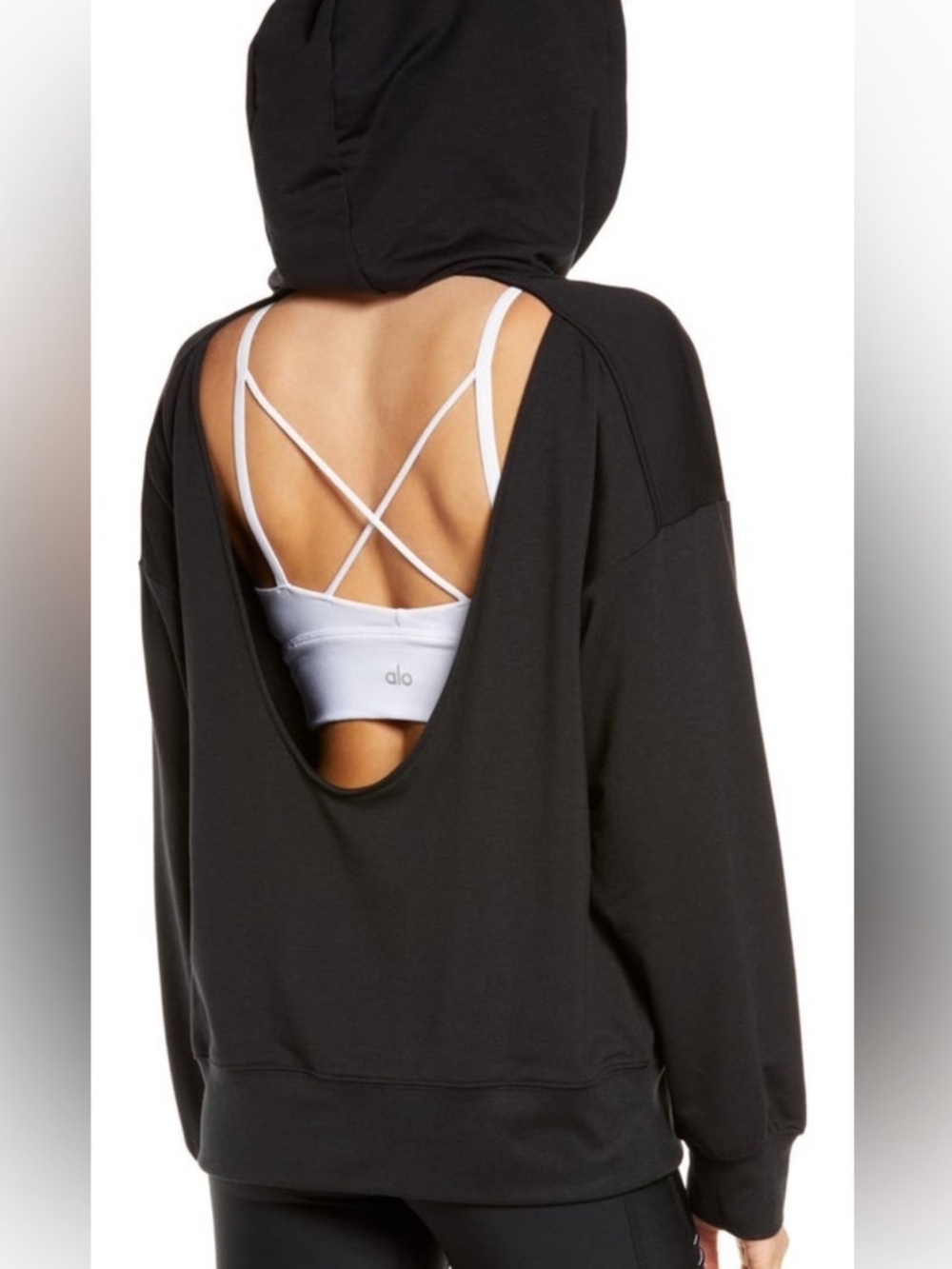 ALO Yoga Black Open-Back Hoodie